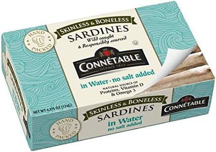 Sardines | Connetable | Sardines in Water | Skinless Boneless | No salt added | 4.375 Ounce | Pack of 12
