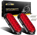 Partsam 2PCS Trailer Truck Boat Bus Red LED 6" Inch Oval Stop Turn Tail Brake Light DOT Certified Marker Lights Sealed Surface Mount 12V Waterproof IP65 Replacement for Trailer RV Trucks