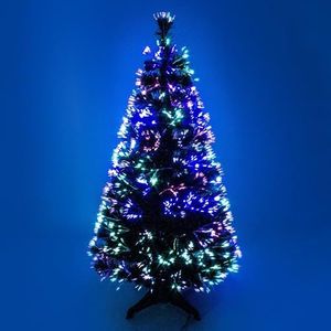 HOMION Fiber Optic Color Changing Christmas X-Max Tree Flashing Multi Colored Green Artificial Tree with Bright Colours PVC made Decoration Tree Hinch Choice Camping Tree (90 cm / 3ft)