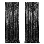 Black Sequin Backdrop Curtain 2 Panels 2ftx8ft Glitter Fabric Photography Backdrop Sparkly Curtains Halloween Party Decorations