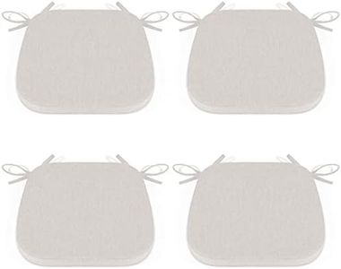 Shinnwa Kitchen Chair Cushions for Dining Room Chairs Cushion and Pad with Ties Indoor Non Slip Farmhouse Wooden Metal Seat Pads Set of 4 [15 x 15.5 inches] Off White