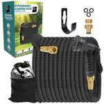 Supply Cube 50FT Expandable Garden Hose - Flexible Garden Hose with 8 Spray Modes - Anti-Leak Retractable Hose Pipe with 3/4 in. Brass Connector - Multi-Purpose Expanding Hose Pipe - Black