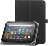 HoYiXi Universal Case for 7-8 inch Tablet Fire HD 8/Fire HD 8 Plus with Stand Folio and Hand Strap Protective Cover for 7"-8" Samsung Android Tablet - Black