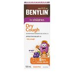 BENYLIN Children's Dry Cough Syrup, Relieves Dry Cough, 100mL, Grape Flavour, Alcohol Free, For ages 6-11yrs