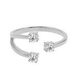 CLARA 925 Sterling Silver 3 Stone Open Ring | Size Adjustable, Rhodium Plated, Swiss Zirconia | Gift for Women & Girls