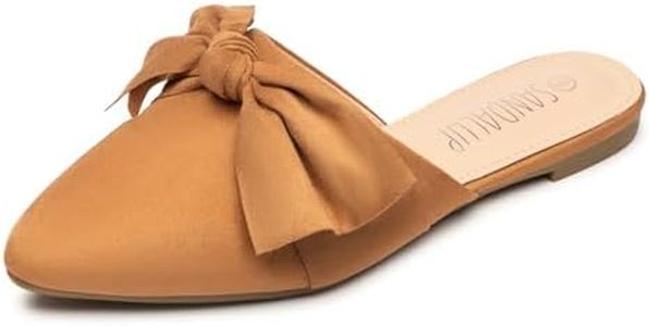SANDALUP Mules Women Shoes w Pointed Toe and Elegant Bowknot Brown 07