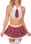 Avidlove Women Babydoll Lingerie Outfits Floral Lace Nightwear Thongs Briefs With Bow Set, Medium, White