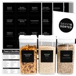 Black Pantry Labels for Food Containers - 180 Food Labels for Organizing Food Storage Labels for Jars Kitchen Labels for Containers - Black Jar Labels Stickers Kitchen Pantry Labels for Containers