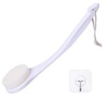 Body Brush Back Scrubber, Never Mold Back Brush Long Handle for Shower, Exfoliating Brush Dry Brushing Body Brush for Men Women Elderly Deep Exfoliation Soft Glowing Skin White