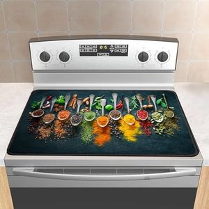 Stove Cover Stove Covers For Electric Stoves Foldable Multipurposeglass Top Protector Thick Natural Rubber Anti-Slip Coating Expands Usable Space (27.9inx20in) (Colorful spoon33)