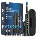 Sonic Electric Toothbrush for Adults and Kids - Electric Toothbrushes with 8 Tooth Brush Replacement Head and 5 Brushing Modes, 120 Days of Use with 3-Hour Fast Charge, 2 Minute Smart Timer