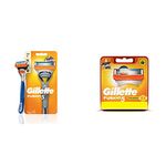 Gillette Fusion Manual Razor, 1 Pc & Power Shaving Razor Blades - 8 Pieces (Save Rs. 597)