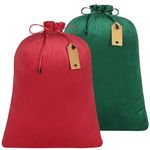 Extra Large Drawstring Gift Bags, 2pcs 70x50cm Reusable Velvet Christmas Sacks for Xmas Santa Present Wrapping Pouch, Holiday Birthday Party Favors for Your Kids, Friends, Families