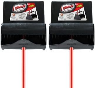 Libman Commercial 919 Lobby Dust Pan and Broom Set (Open Lid), Black/Red (Pack of 2)