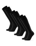 DANISH ENDURANCE 3 Pack Graduated Compression Socks Running, Organic Cotton, Flight Socks, 14-18 mmHg, Women & Men, Black, 9-12