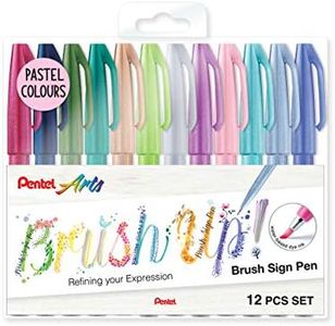 Pentel Arts Brush Sign Pen Wallet of 12 Assorted Pastel Colours Brush Pens (SES15C-12AST2)