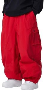SnowElve Mens Cargo Ski Pants Super Baggy Snowboard Snow Pant Women Insulated Loose Pant Sports Waterproof(K2302,Red,XL)