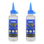 BAZIC Silicone Glue 3.38 Oz. (100 mL), Waterproof Crack Resistant, Quick Repair for Glass Window Plastic Kitchen, 2-Pack