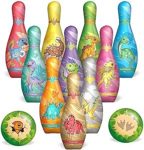 KAEGREEL Kids Bowling Set for Toddlers with 10 Pins + 2 Soft Balls, Mini Dinosaur Bowling Toy Set Indoor Outdoor Sport Game Toys, Small Lawn Bowling Xmas Gifts for 2 3 4 5 6 Years Old Boys Girls