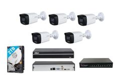 Dahua 4MP IP Colour Vision in Night with Audio 5 CCTV Camera Set with (8CH NVR,4 MP IP Colour View in Night Outdoor with Audio bullete Camera - 5 Nos, 2 TB Hard Drive,8+2 Port Port POE Switch)