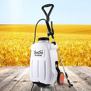 SeeSa Battery Powered Backpack Sprayer Electric Sprayer & Battery Sprayer, Weed Sprayer & Yard Sprayer, Battery Powered Sprayer (White, 16L)