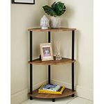 Homme Concept - 3 Tier Walnut Corner Shelf with Storage, Side Table, Nightstand, Corner Shelves Shelving for Living Room, Hallway, Bedroom, Home Office, Home Décor Norsk Industrial Design