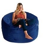 Bean Bag Chairs, Giant Bean Bag Chair Memory Foam Bean Bag Chairs for Adults Plush Lazy Sofa with Fluffy Removable Sponge (Blue, 3FT)