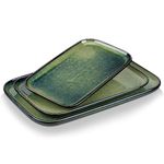 vancasso Stern Serving Platter & Tray Set, 3-Piece Ceramic Serving Plates for Parties, 15.1/13.1/11 Inch Easy-Clean Large Serving Dish for Main Course and Side Dishes, Green