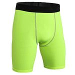 LANBAOSI Boy's Football Compression Short Pants Kid's Sports Tights Legging Green