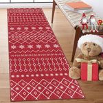 Vaukki Hallway Runner Rug, Christmas Shaggy Soft Laundry Rug Runner, Non Slip Entryway Runner Mat, Washable Farmhouse Kitchen Area Carpet for Bathroom, Entryway and Bedroom (Boho)