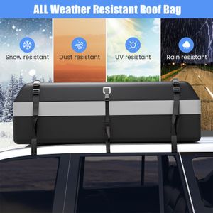 COSTWAY 21 Cu Ft Car Roof Bag – Waterproof Cargo Carrier with Lock & Straps, Black/Grey