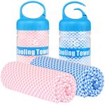 BOGI Cooling Towel 2 Pack, Cooling Towels for Neck and Face, 47"x14" Ice Towel for Instant Cooling Soft Breathable Chilly Towel for Yoga Golf Gym Camping Running Workout & More Activities (Blue+Pink)