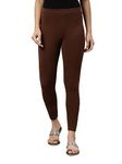 GO COLORS Womens Slim Fit Cotton Ankle Length Leggings (Dark Brown_XL)