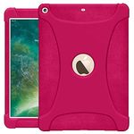 AMZER Rugged Silicone Skin Jelly Slim Protective Heavy Duty Shockproof Case for Apple iPad 9.7, Hot Pink (AMZ202278)