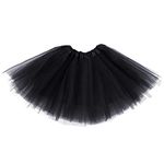 Tutu Skirt, Layered Tulle Dance Skirts for Kids Girls Dance Birthday Princess Party Black