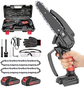 Mini Motosega a Batteria per Potatura 6 Pollici, Sega Elettrica Portatile per Tagliare Legna, Potare Rami, Giardini, Taglio di Alberi, 2 * 21V Batterie, 2 Catene