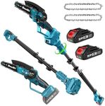 Seesii PS610 2-IN-1 Cordless Pole Saw & Mini Chainsaw, 6-Inch Brushless Chain Saw with 2x 2.0Ah Battery, 16-Foot MAX Reach Brach Tree Saw with Extension Pole for Wood Cutting Garden 2024 UPGRADE