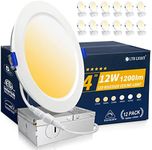 12 Pack 4 inch Recessed Lighting, Ultra-Thin LED Canless Recessed Lighting, Retrofit Dimmable Recessed Lights, 2700K/3000K/3500K/4000K/5000K Selectable,1200LM 12W - ETL & Energy Star Certified