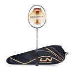 Li-Ning G-Force 5900 Superlite Carbon Fibre Unstrung Badminton Racquet with Free Head Cover| 79 Grams (Grey/Silver/Pink)