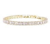 EVE Jewellery 14k Gold Plated Cubic Zirconia Tennis Bracelets for Women, 6.9-7.7 inch, Adjustable Bracelet