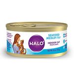 Halo Grain Free Natural Wet Cat Food, Indoor Seafood Medley Recipe, 5.5-Ounce Can (Pack of 12)