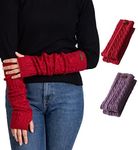 Brook + Bay Knit Arm Warmers for Women - Winter Fingerless Arm Warmers & Wrist Warmer w/Thumbhole - Long Fingerless Gloves