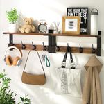 Oraich Coat Rack Wall Mount, Wall Hooks with Shelf Set of 2, Entryway Coat Hanger with 8 Hooks, 31.4Inch Wall Floating Shelf Hanging in Living Room, Bathroom, Bedroom, Kitchen