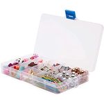 Juvale Clear Jewelry Box - 6-Pack Plastic Bead Storage Container, Earrings Storage Organizer with Adjustable Dividers, 15 Compartments Each, 6.7 x 0.8 x 4 Inches