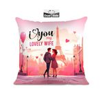 Brizberry® Pillow Cushion Gift for Valentine's Day Anniversary Engagement Birthday Wife Husband Love Romantic Couple Gift with Cushion Filler (16 inch x 16 inch) (Design 28)