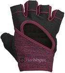 Harbinger Women's FlexFit Wash and Dry Workout Weightlifting Gloves with Padded Leather Palm (1 Pair), Black/Merlot, Large