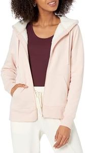 Amazon Essentials Women's Sherpa-Lined Fleece Full-Zip Hooded Jacket (Available in Plus Size), Light Pink, Small