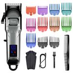 Hatteker Hair Clippers for Men Professional Cordless Hair Trimmer Beard Trimmer Rechargeable Haircut Grooming Kit with Colorful Guide Combs