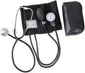 MABIS Professional Aneroid Sphygmomanometer Blood Pressure Gauge, Stethoscope and Blood Pressure Cuff, With Carrying Case, Adult Large Cuff, Black