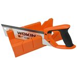 TOOLSTEK WOKIN Mitre Block & Saw Angle Cutting Box Sawing Guide Tool with 12'' Hand Saw 13TPI 65Mn Blade Box Woodworking Clamping 300mm Thickness: 0.9mm